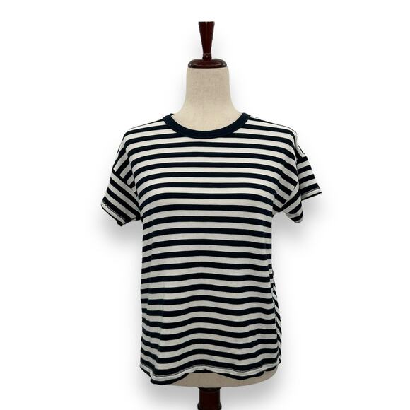 Rag & Bone Blue striped tee XS open back Crewneck navy nautical coastal top - Picture 5 of 15
